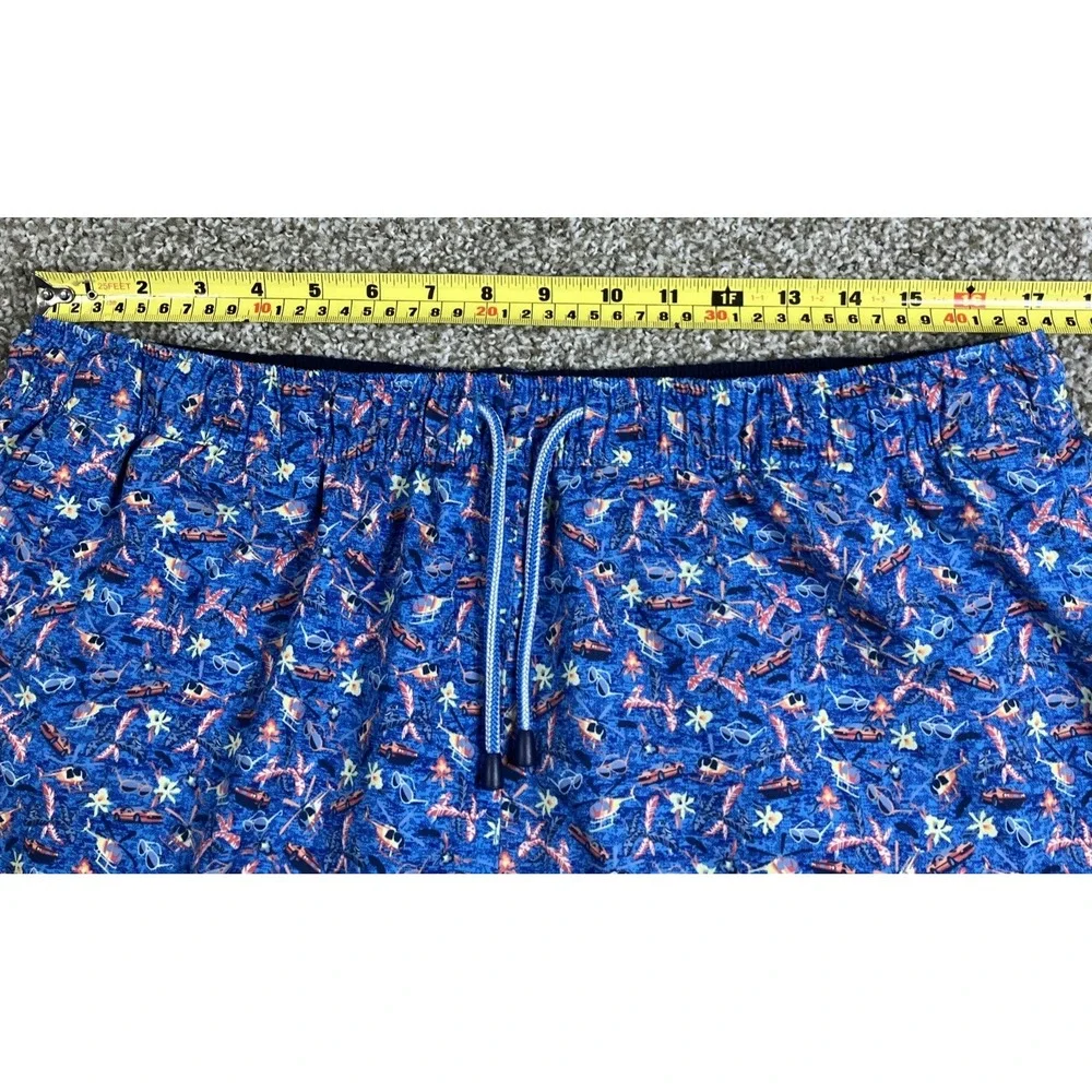 Peter Millar Swim Trunks‎ Men's XL Sunglasses Sports Car Helicopter Blue Print